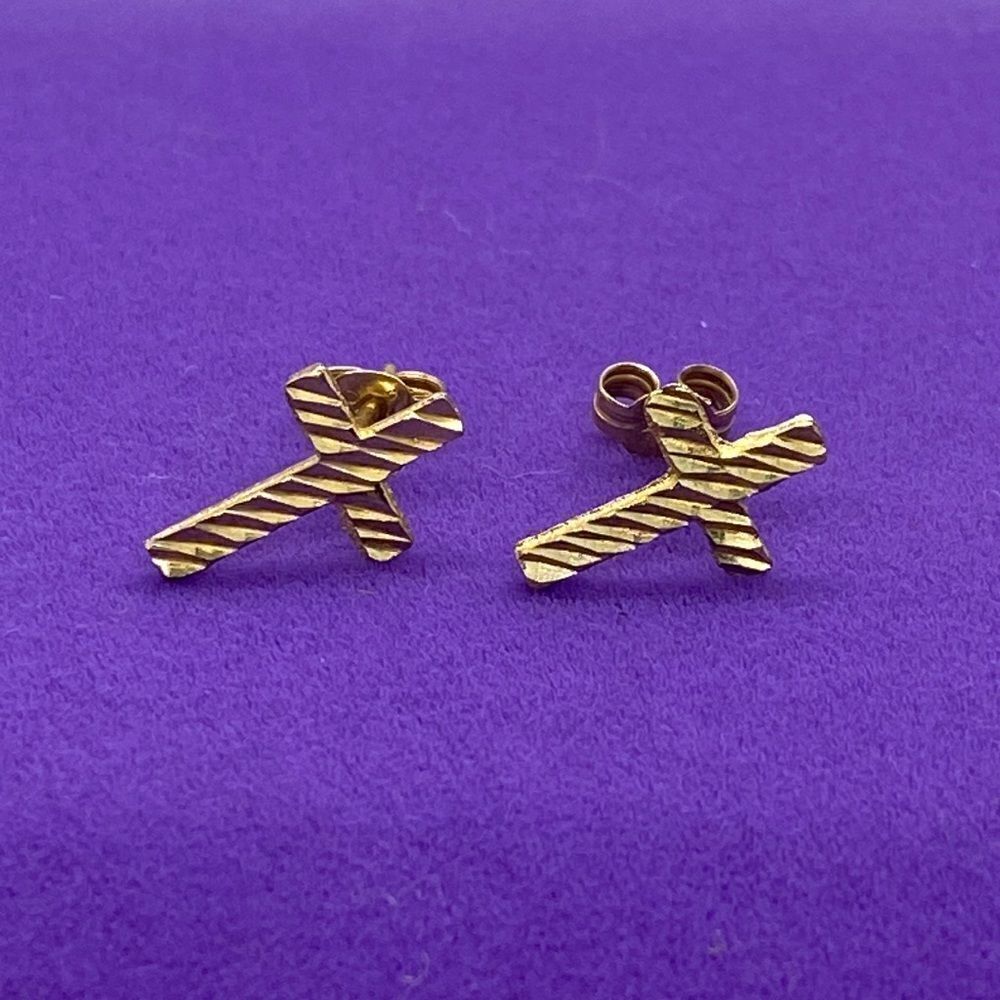 💛 Vintage 10k Gold Cross Earrings